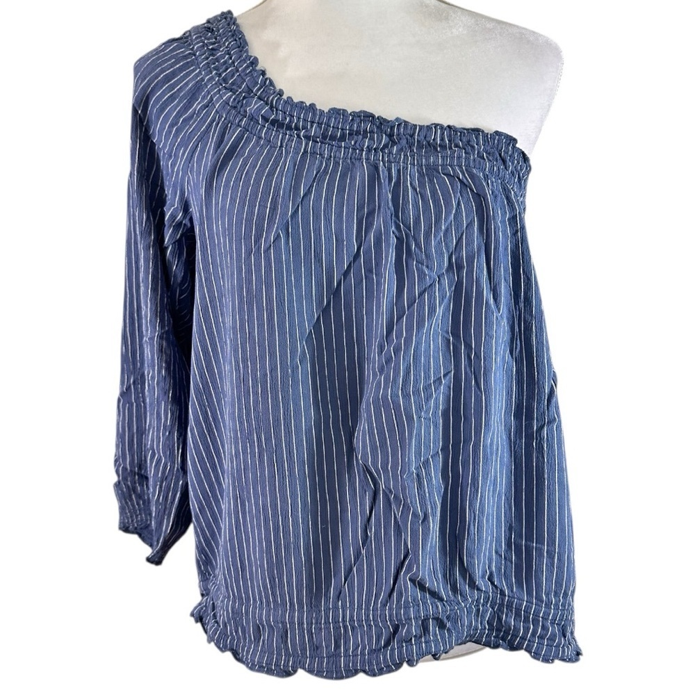 American Eagle Outfitters Blue / White stripe Blouse one shoulder sleeve top